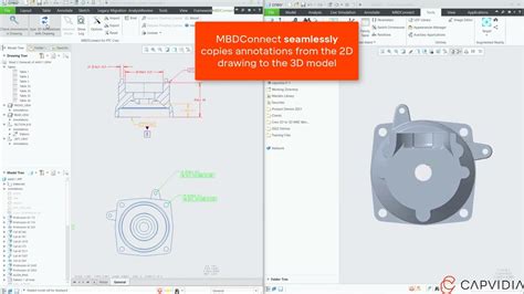 MBDConnect for Creo: 2D to 3D Sync: Copy 2D drawing annotations to 3D ...