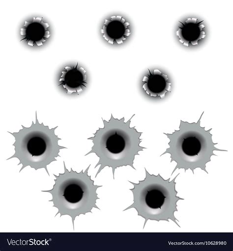 Metal bullet hole set input holes Royalty Free Vector Image