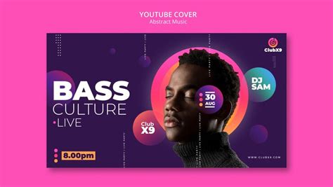 Free PSD | Abstract youtube cover template for music event