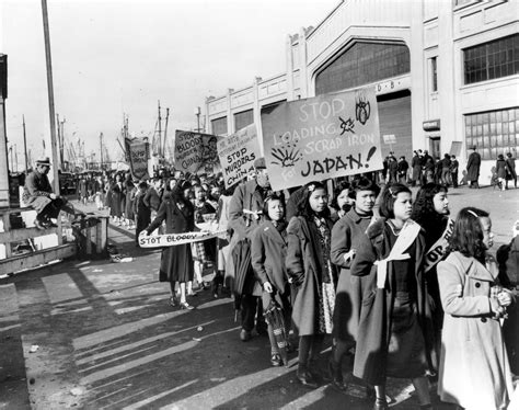 A group of Chinese demonstrators at the waterfront in San Francisco ...