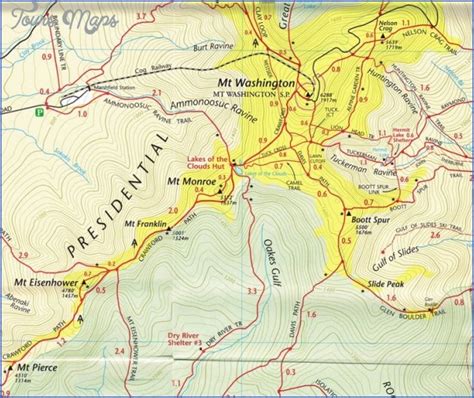 Mt Washington Hiking Trails Map - ToursMaps.com