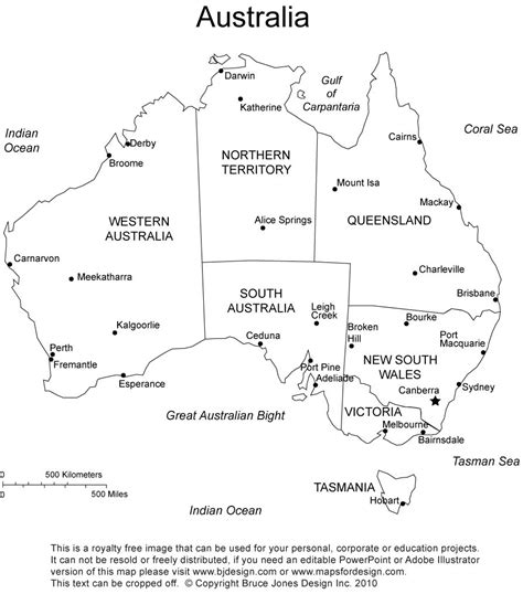 Australia Printable Maps - Royalty Free