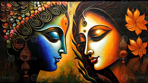 Radha krishna in love painting wall art 8K generative ai radha krishna ...