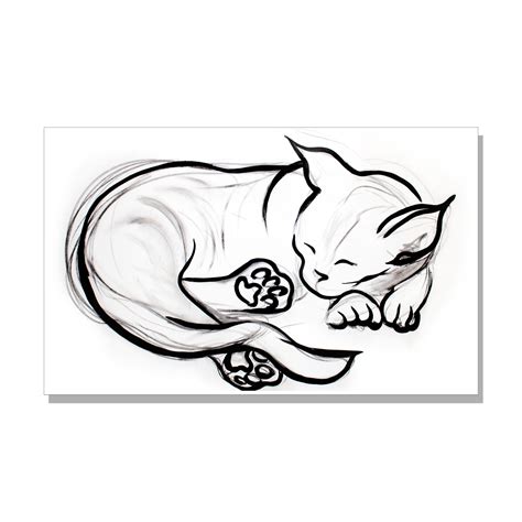 Sleeping Cat Line Drawing at GetDrawings | Free download