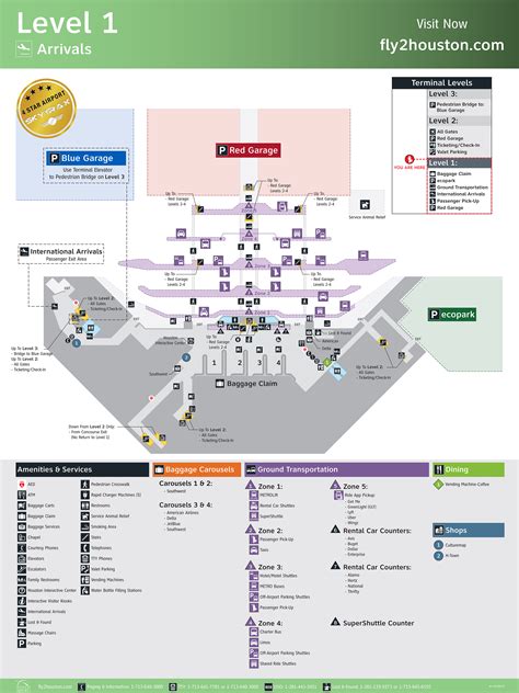 William P. Hobby Airport Map (HOU) - Printable Terminal Maps, Shops ...