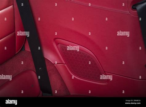 Interior of a modern red luxury sport car Stock Photo - Alamy