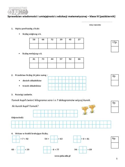 Gra W Kolory Klasa 3 Pazdziernik Sprawdzian Wiadomosci Z Ed ...