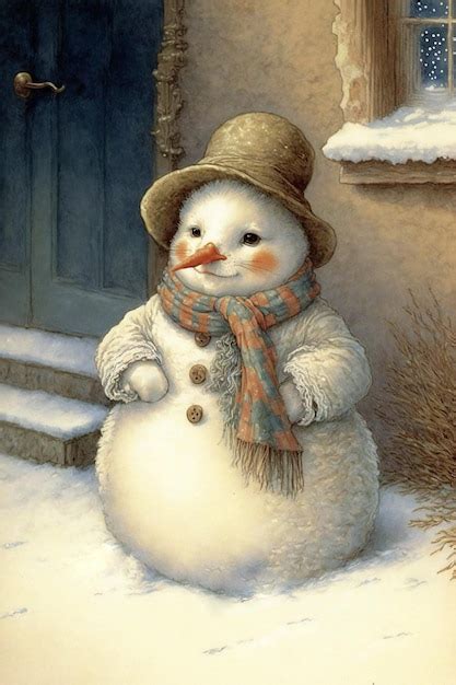 Premium AI Image | Christmas illustration of a snowman