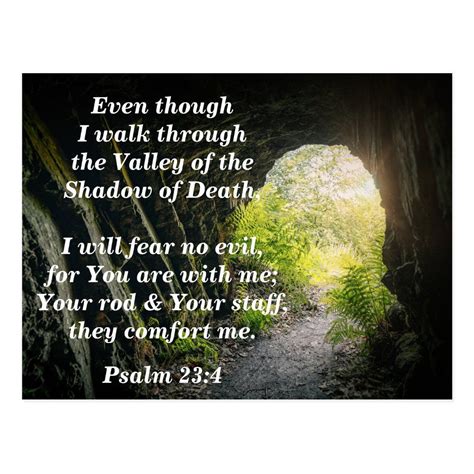 Psalm 23:4 I will Fear No Evil Bible Verse Memory Postcard | Zazzle ...