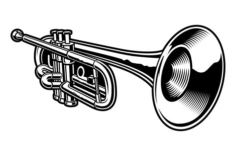 Vector illustration of black and white trumpet. 539293 Vector Art at ...