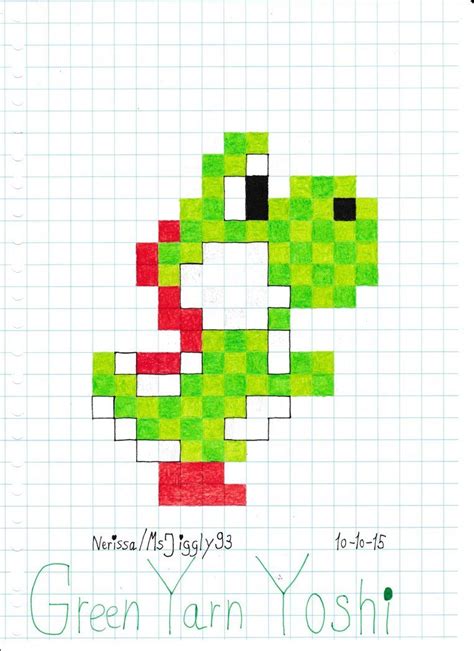 This is a drawing of a Green Yarn Yoshi from Yoshi's Woolly World in 8 ...