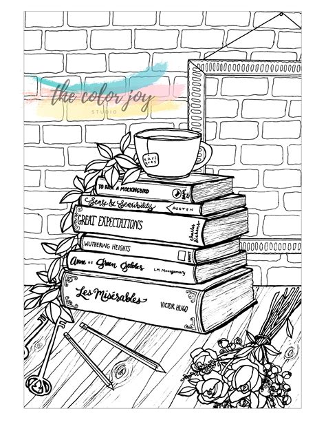 Classic Books Printable Coloring Page | Etsy