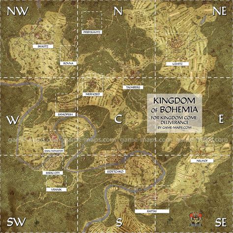 World Map of medieval Bohemia for Kingdom Come Deliverance (KCD) Video ...