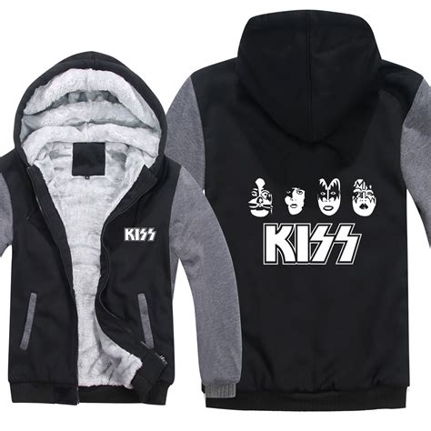 2020 Kiss Band Hoodies Men Pullover Wool Liner Jacket Kiss Band Hip Hop ...