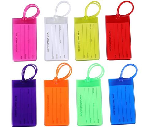 8 Pcs Luggage Tags, with Strings, Name ID Card for Travel Suitcase ...