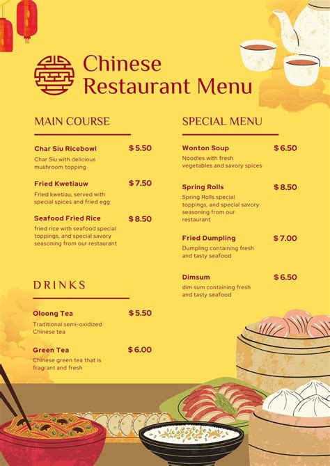 Chinese Food Take Out Menu