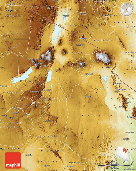 Physical Map of Arusha