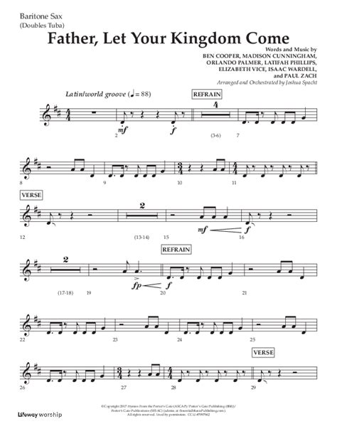 Father Let Your Kingdom Come (Choral Anthem SATB) Bari Sax Sheet Music ...