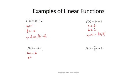 Examples of Linear Functions - YouTube