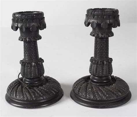 PAIR IRISH BOG OAK CANDLESTICKS in Ireland