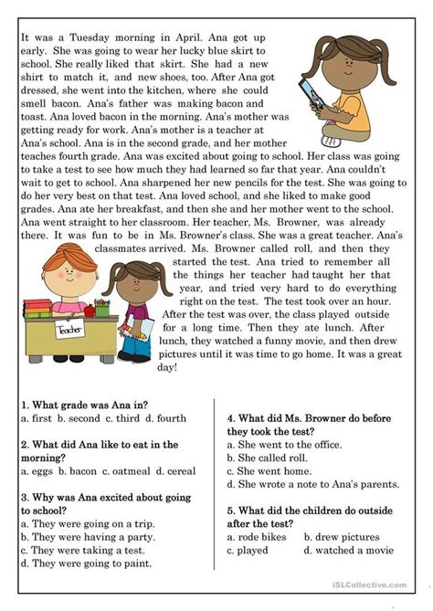 Reading Comprehension for beginner and Elementary Students 10 ...