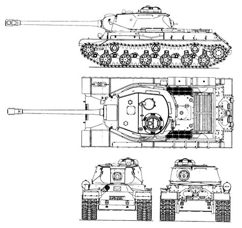 IS-2 tank Blueprint - Download free blueprint for 3D modeling