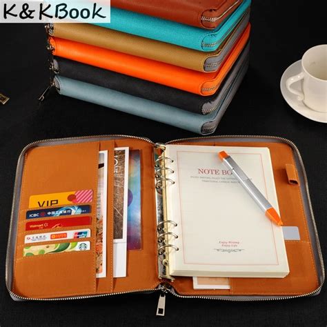 K&KBOOK KK009 Leather Notebook A5 A6 Binder Spiral Notebook Diary ...