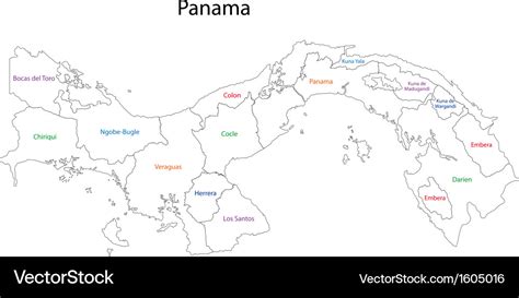 Outline panama map Royalty Free Vector Image - VectorStock