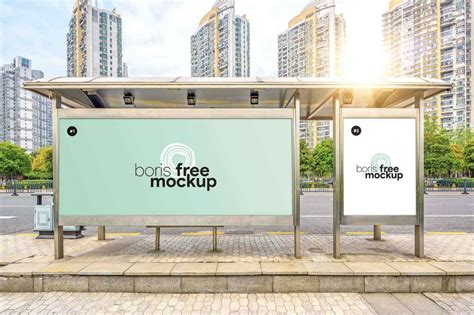 2 Free Bus Stop Billboards Mockup (PSD) | Billboard mockup, Free mockup ...