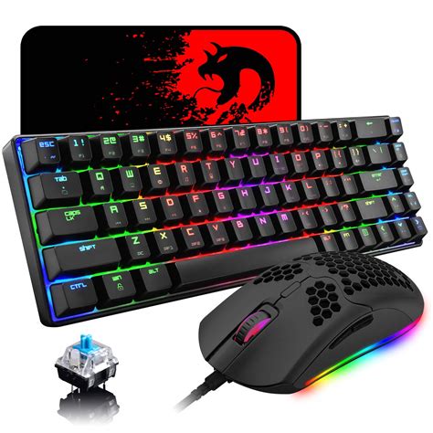 60% Mechanical Gaming Keyboard Blue Switch Mini 68 Keys Wired Type C 18 ...