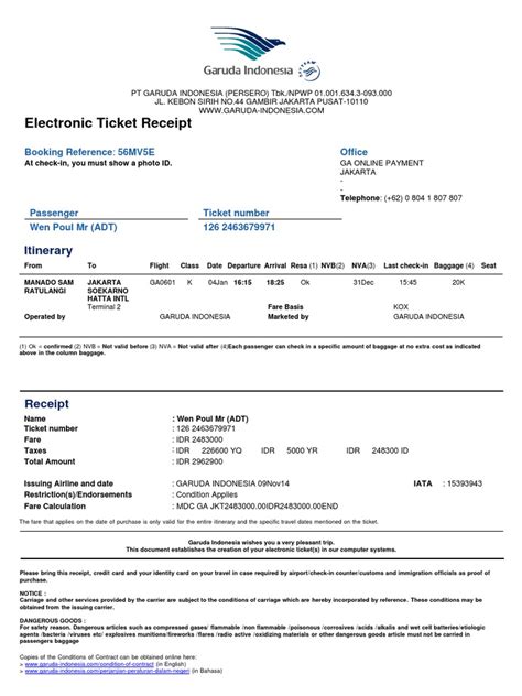 Detail Contoh Tiket Pesawat Garuda Indonesia Koleksi Nomer 10