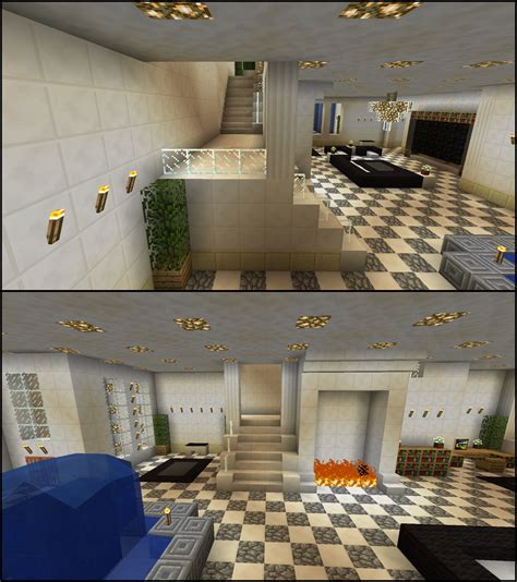 Minecraft Staircase Wrap Around Glass Stairs Fireplace Water Fountain ...