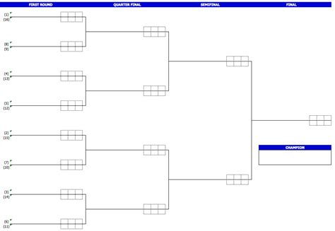 16 Team Bracket Template Excel