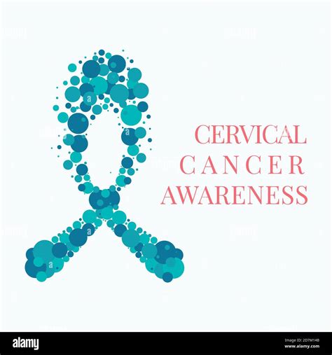 Cervical cancer poster with teal ribbon, conceptual illustration Stock ...