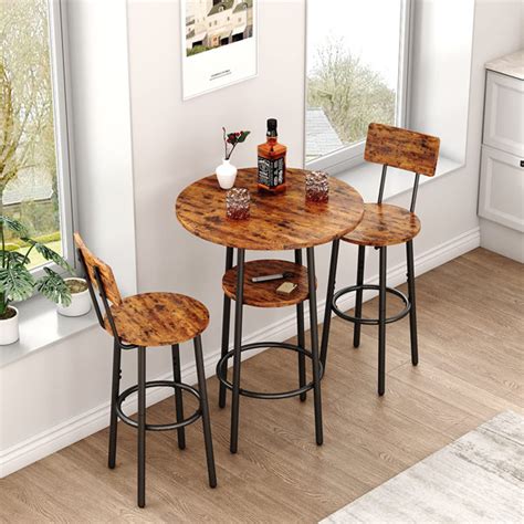 17 Stories Bistro Table and Chairs Set of 2, 3-Piece Bar Table and ...