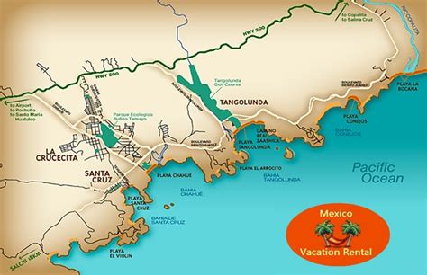 Huatulco map with MVR logo - Bayside Vacations Huatulco