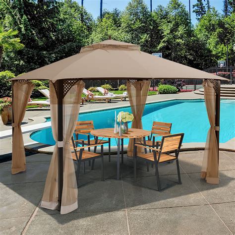 Costway 12' x 10' Outdoor Patio Gazebo Canopy Shelter Double Top ...