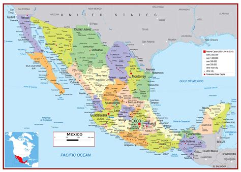 Large detailed political and administrative map of Mexico with roads ...