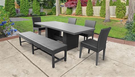 Barbados Rectangular Outdoor Patio Dining Table With 4 Chairs and 1 Bench