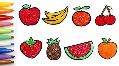 Painting and drawing fruits for kids | تعليم رسم الخضار والفواكه ...