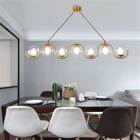 Modern Style 3/5 Light Brass Linear Chandelier with Clear Blown Glass ...