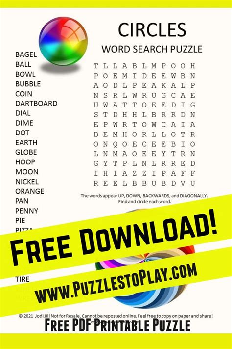 Circles Word Search Puzzle | Word search puzzle, Free word search ...