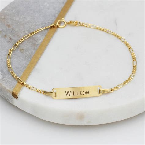 Personalised 9ct Gold Name Plate Bracelet By Hurleyburley