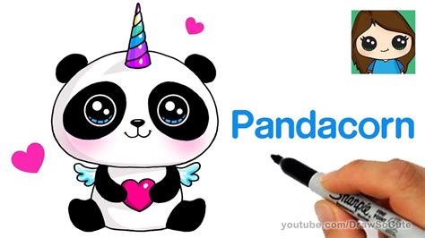 How to Draw a Pandacorn Cute and Easy - YouTube | Cute animal drawings ...