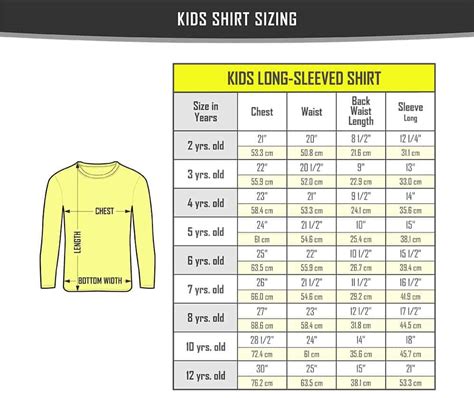 Kids Shirt Size Chart - VerbNow