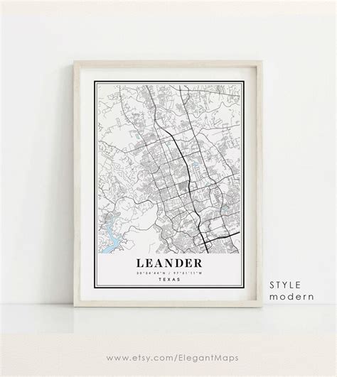 Leander Texas Map Leander TX Map Leander City Map Leander - Etsy