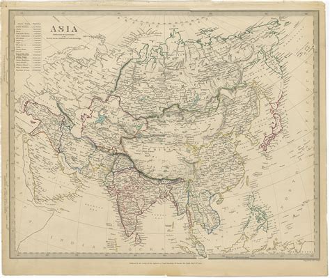 Antique Map of Asia by Walker (1840)