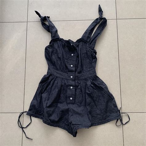 Wiggy Kit 1950’s cotton jacquard black playsuit.... - Depop