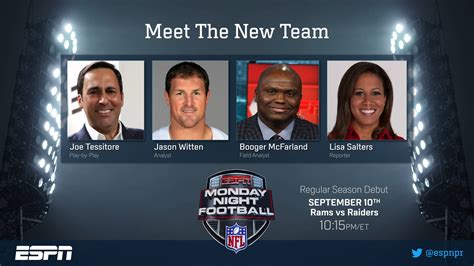 ESPN Unveils Dynamic, New Monday Night Football Commentator Team: Joe ...