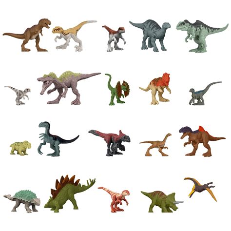 Mattel Jurassic World Dominion Mini Dinosaur Figures 20 Small Toys with ...